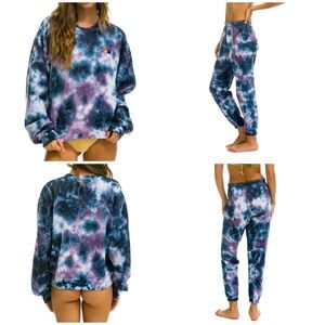 Aviator Nation Blue and Purple Tie-Dye Jogger Set